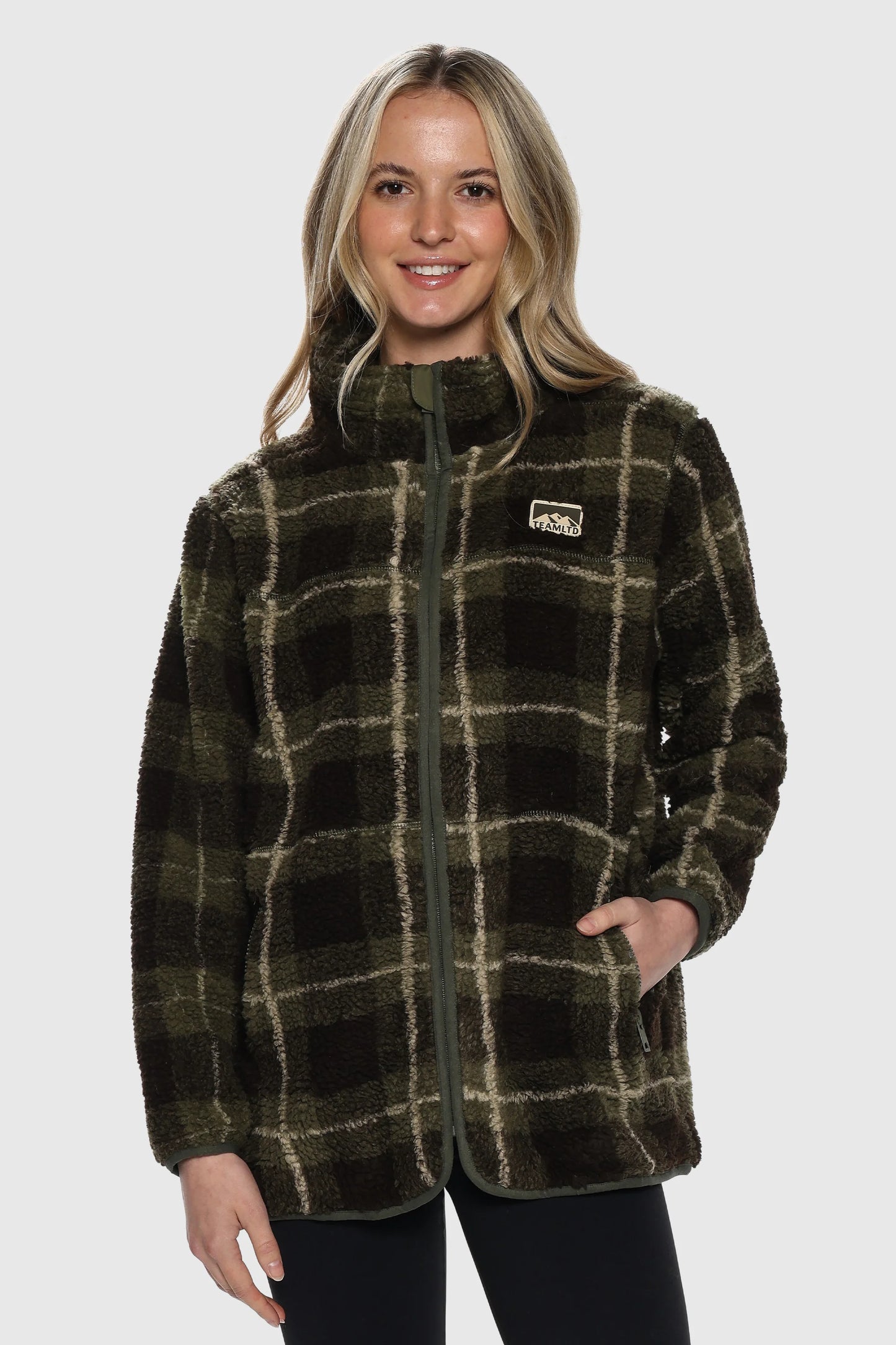 Teddy Zip Jacket - Green Plaid