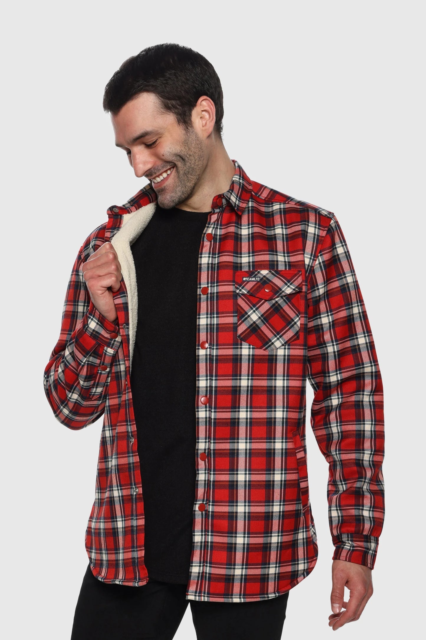 Sherpa Lumber Jacket - Red/White Plaid