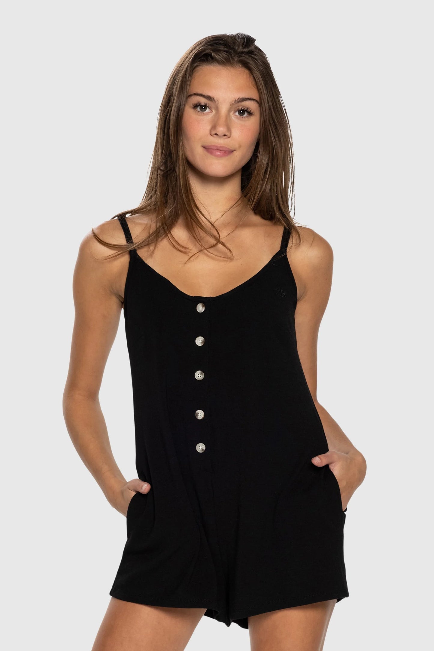 Button Up Romper - Black