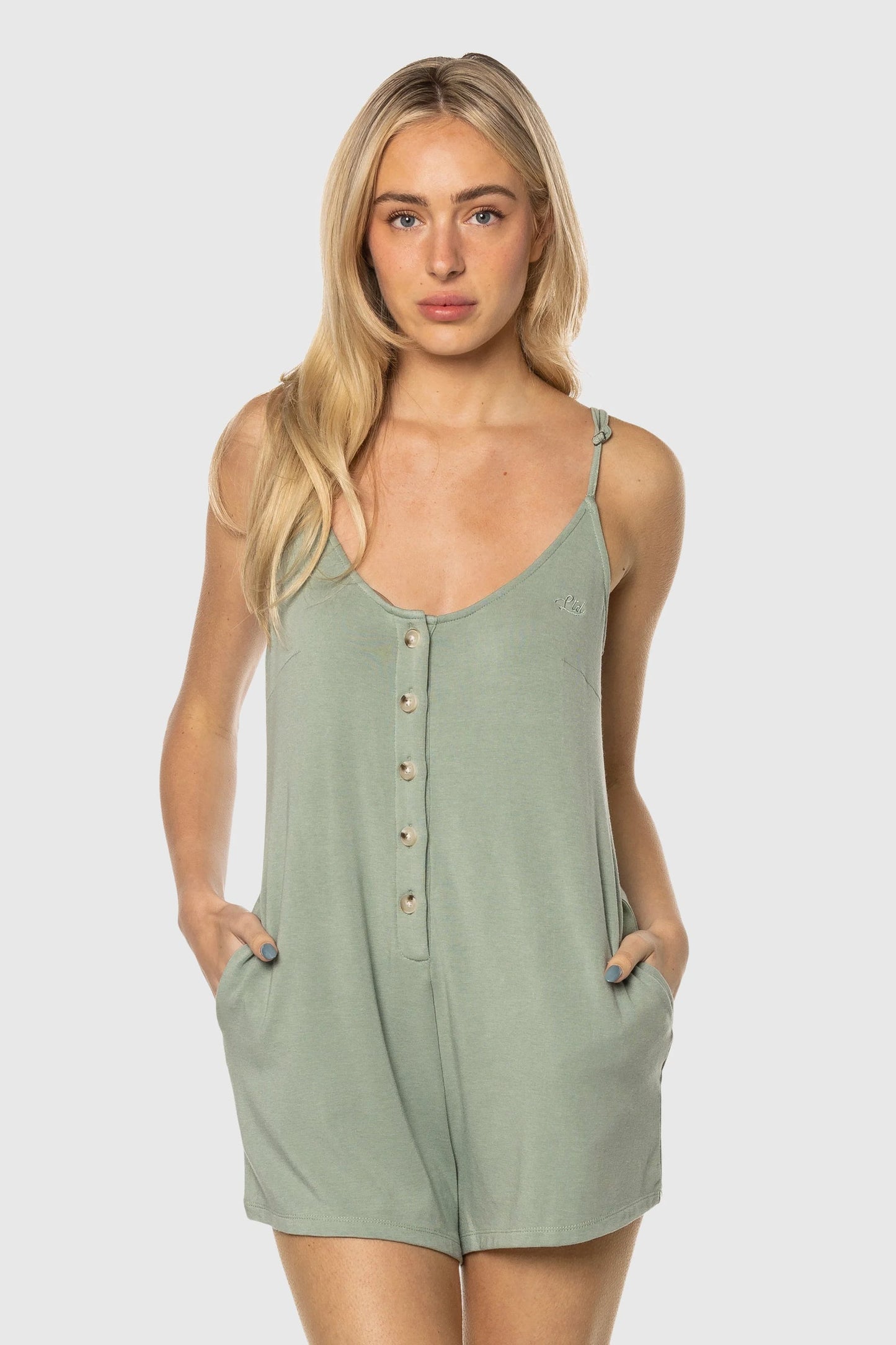 Button Up Romper - Mint